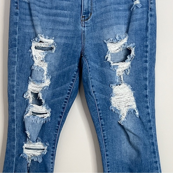 Judy Blue Boyfriend Fit Destroyed Ripped Jeans Hi Rise Stretch Womens Size 31 - Picture 2 of 14